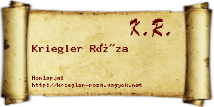 Kriegler Róza névjegykártya